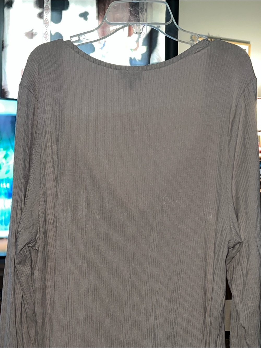 torrid Taupe Ribbed Long Sleeve Ruched Drawstring Top - Picture 4 of 4